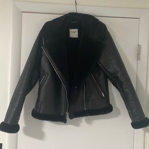 Abercrombie Leather + Shearling jacket
